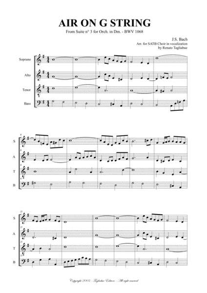 AIR ON G STRING - Arr. for SATB Choir in vocalization image number null
