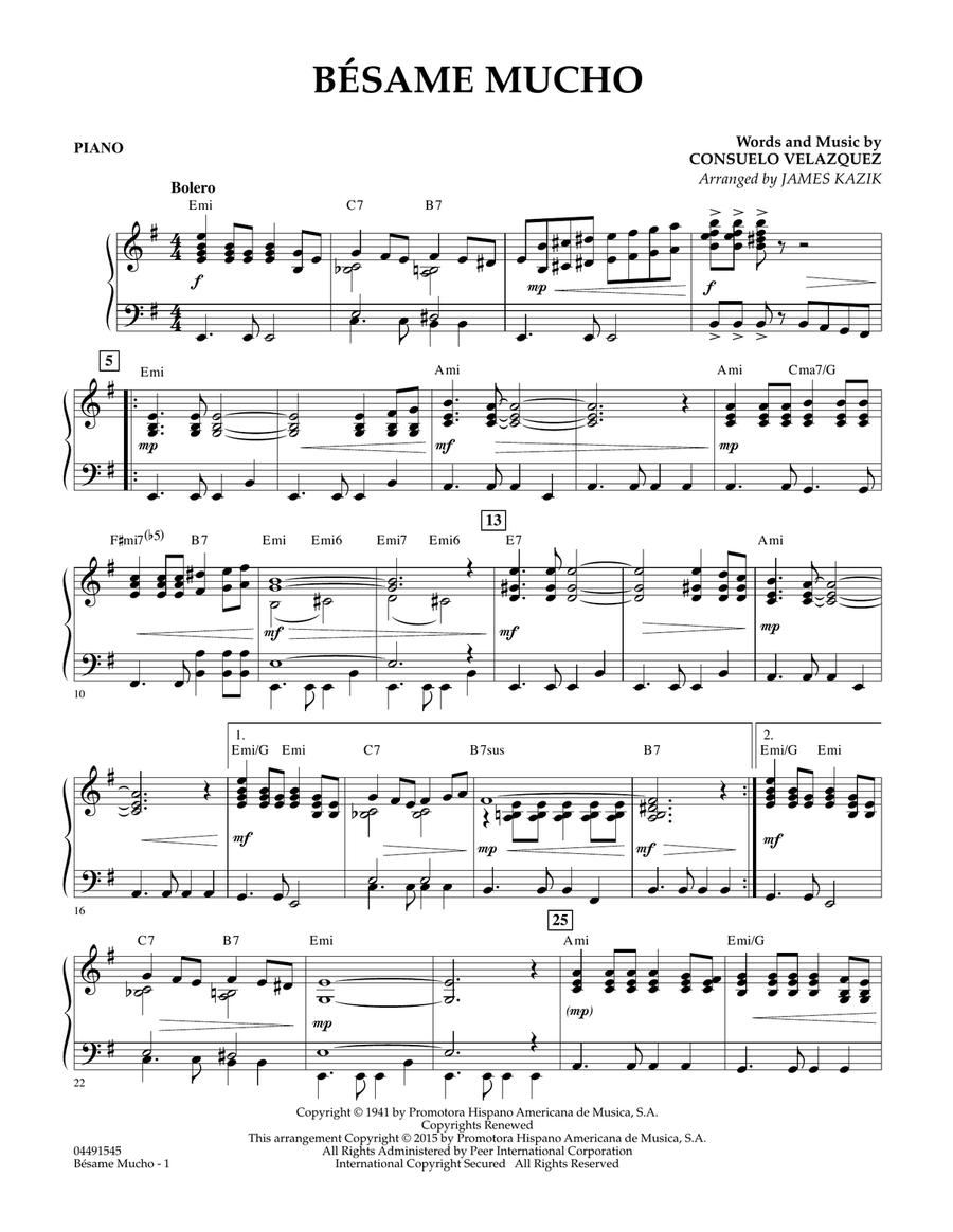 Besame Mucho - Piano Orchestra scores gallery preview page 1
