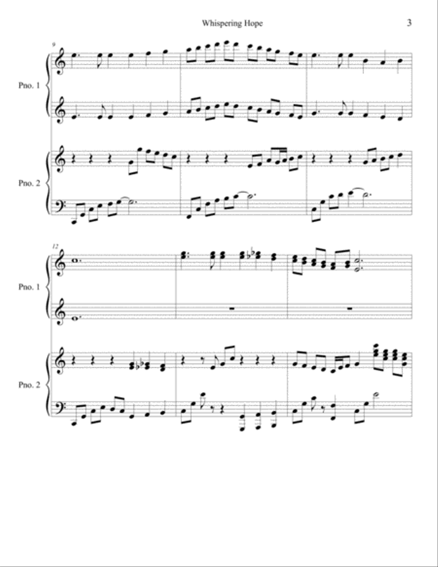 Whispering Hope (2 Piano Duet) 2 Pianos, 4-Hands scores gallery preview page 3