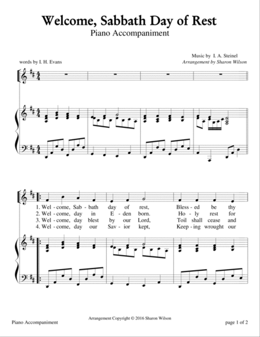 Welcome, Sabbath Day of Rest (Sabbath Celebration) High Voice scores gallery preview page 2