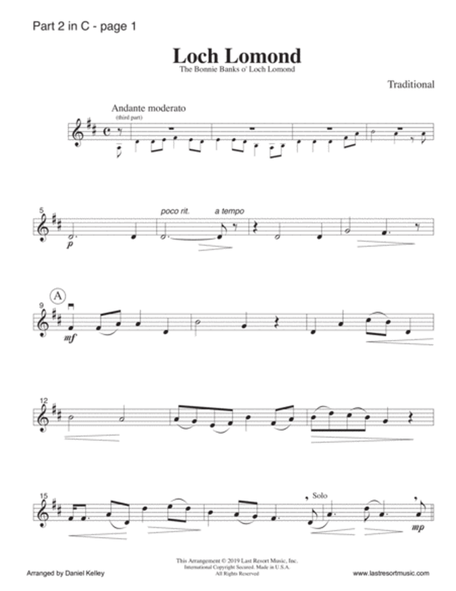Loch Lomond for Wind Quartet (Mixed Quartet, Double Reed Quartet, or Clarinet Quartet) Music for Fou image number null