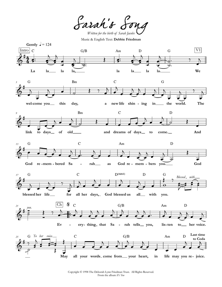 Sarah's Song Piano scores gallery preview page 1