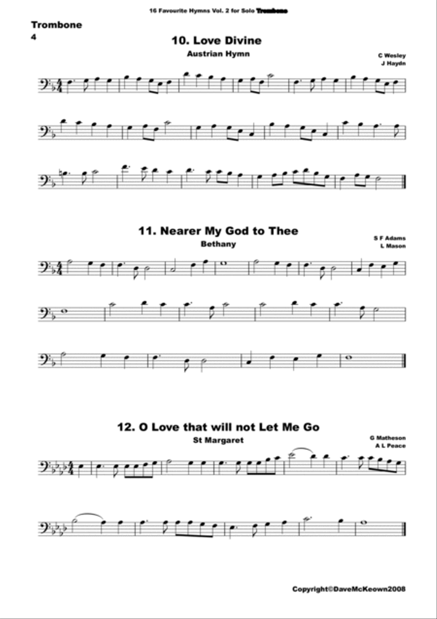 16 Favourite Hymns Vol.2 for solo Trombone Piano scores gallery preview page 4