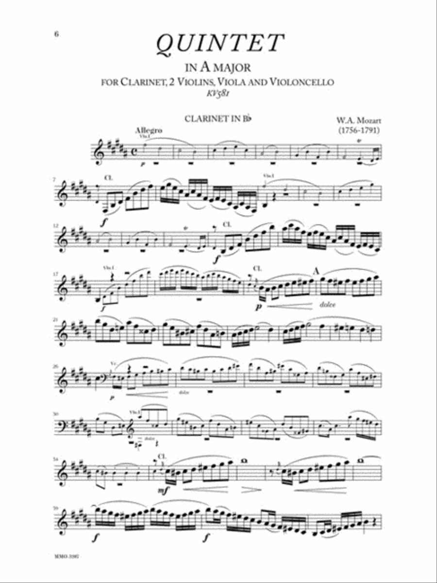 Mozart Quintet in A, KV581 Clarinet scores gallery preview page 2