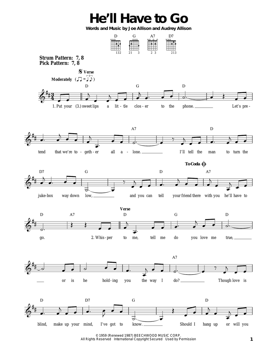 He'll Have To Go Electric Guitar scores gallery preview page 1