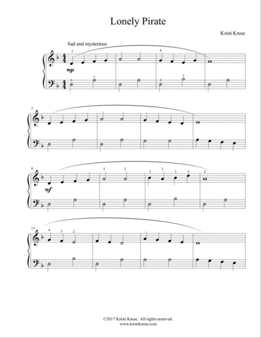 Lonely Pirate Easy Piano