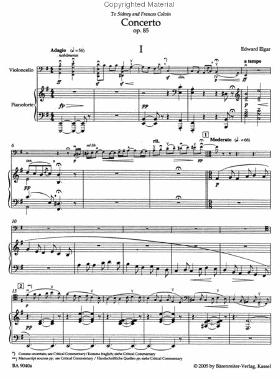 Concerto for Violoncello and Orchestra in E minor, op. 85