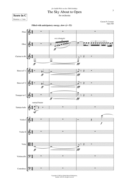 Carson Cooman: The Sky About to Open (2004) for orchestra, score and parts