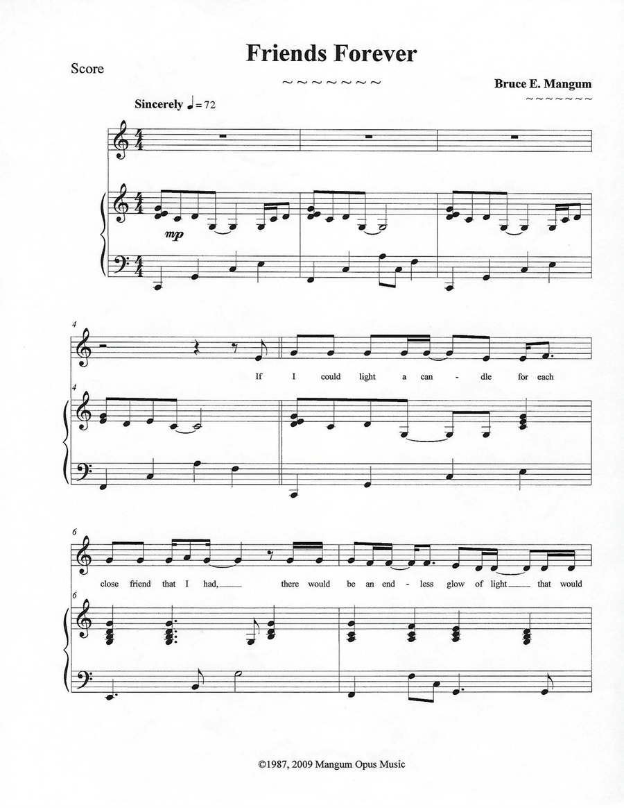 Friends Forever Piano, Vocal scores gallery preview page 1