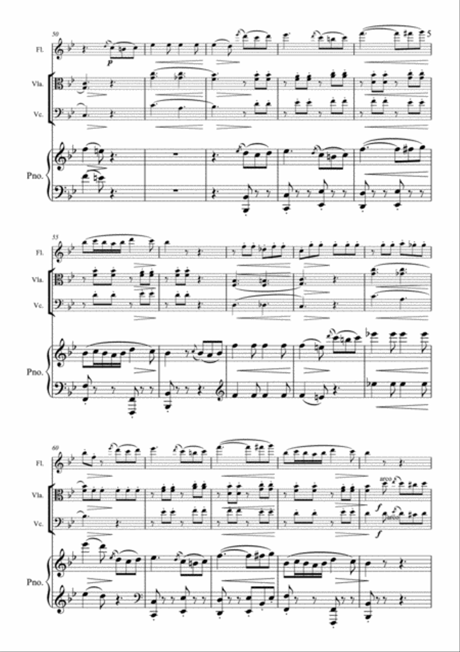 Beethoven - Rondo Op.49 - Flute, Viola, Cello, Piano Piano Quartet Small Ensemble scores gallery preview page 5