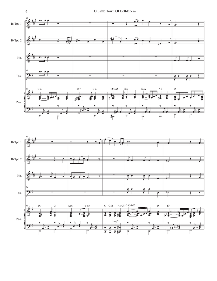 O Little Town Of Bethlehem (Brass Quartet and Piano) Brass Quartet scores gallery preview page 6