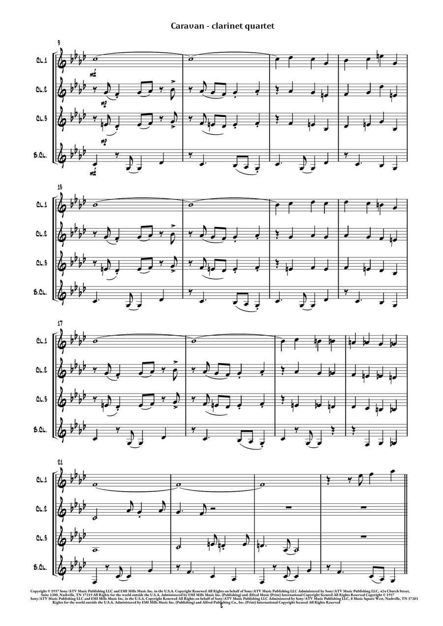 Caravan Clarinet Quartet scores gallery preview page 5