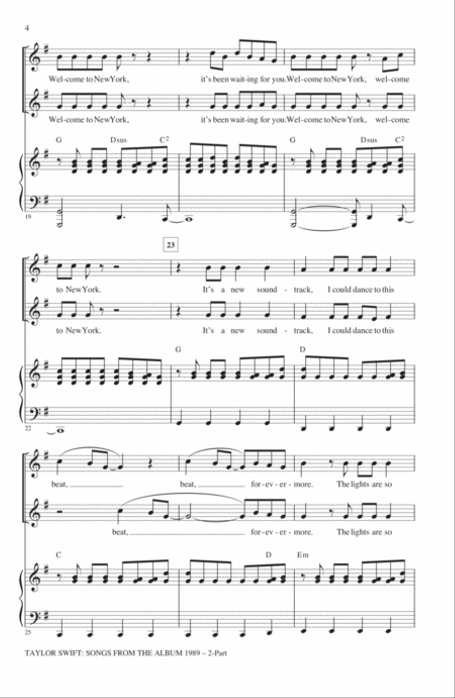 Taylor Swift: Songs from the Album 1989 (Medley) (arr. Mark Brymer)