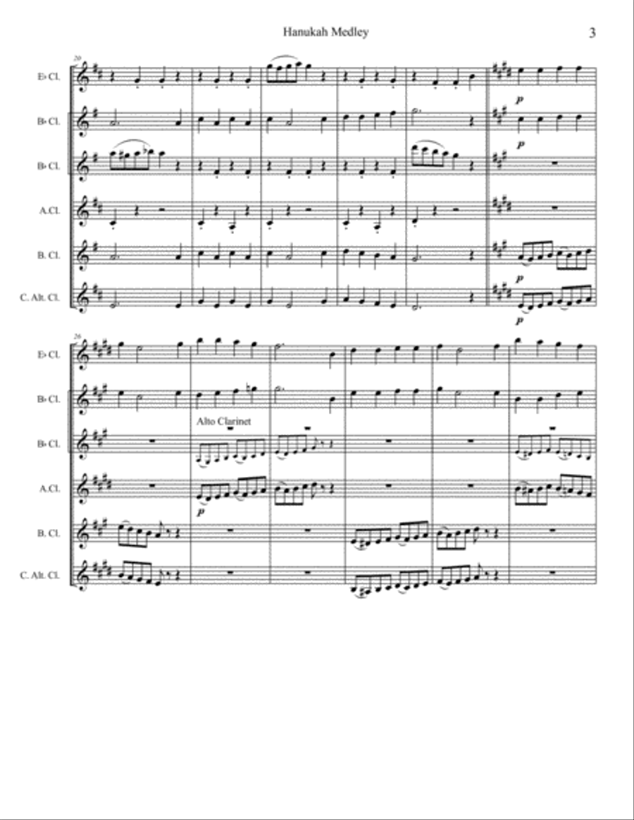 Hanukah Medley for clarinet choir Clarinet Choir scores gallery preview page 3
