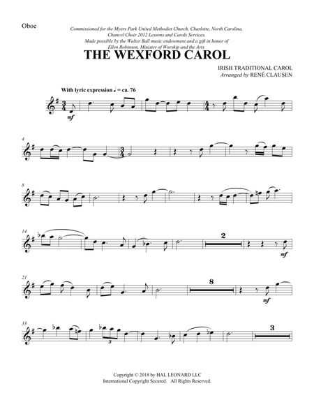 The Wexford Carol (arr. Rene Clausen) - Oboe
