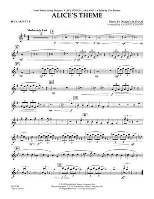 Alice's Theme (from Alice In Wonderland) - Bb Clarinet 1