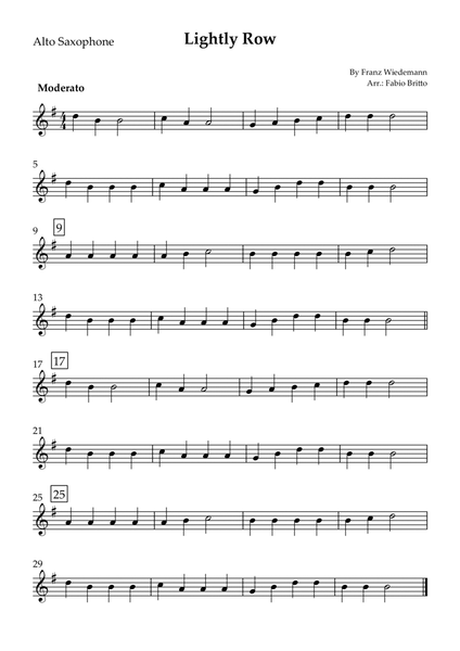Lightly Row for Alto Saxophone Solo