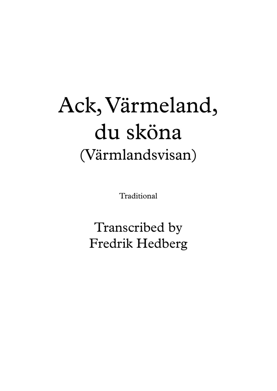 Ack, Värmeland, du sköna (Värmlandsvisan) - Violin duo String Duet scores gallery preview page 1