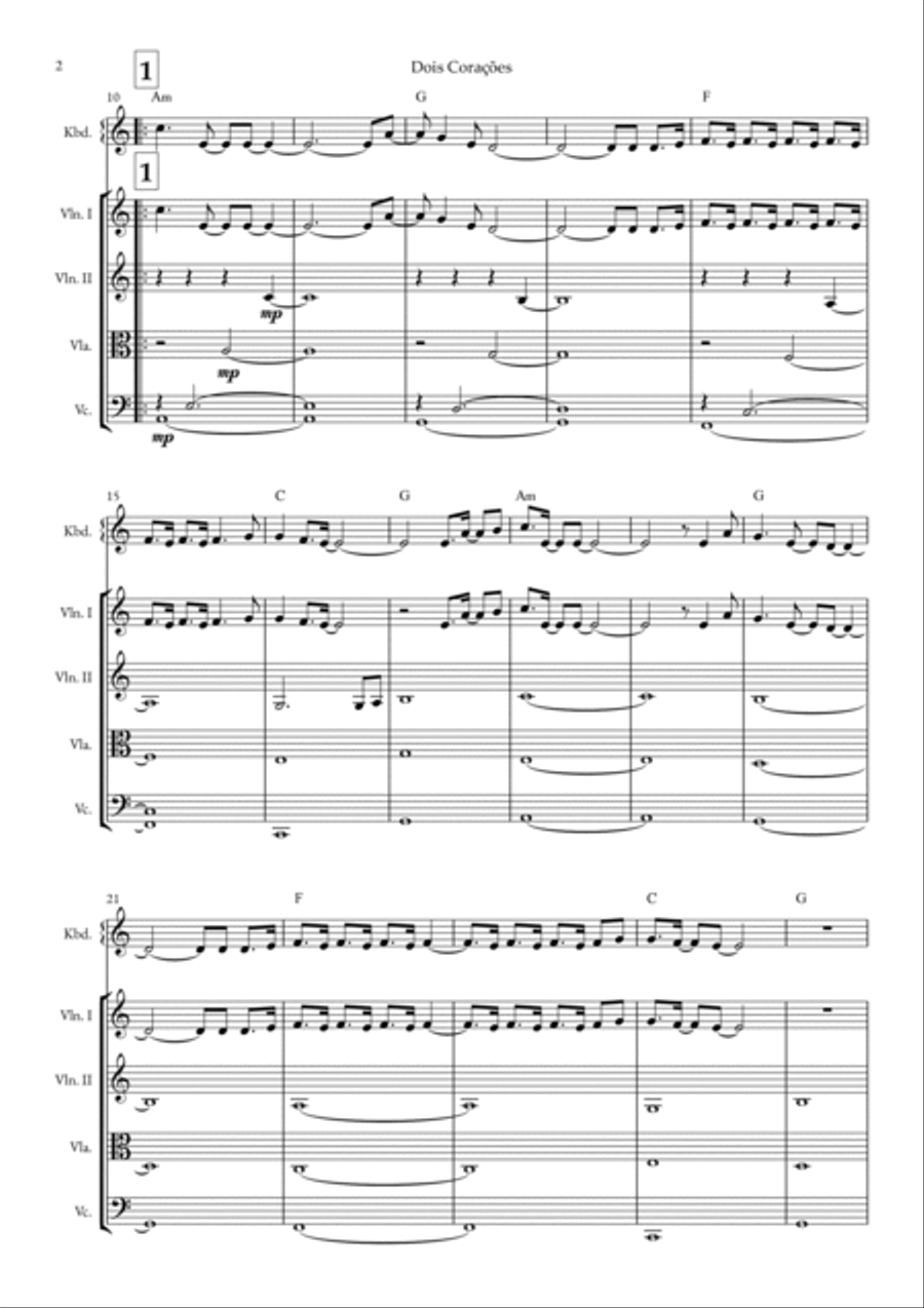 Dois Coracoes Piano, Vocal, Guitar scores gallery preview page 3
