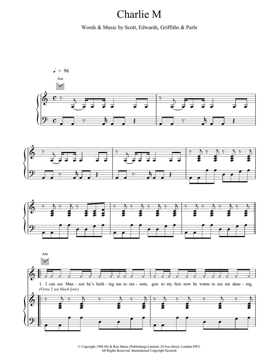 Charlie M Piano, Vocal, Guitar scores gallery preview page 1
