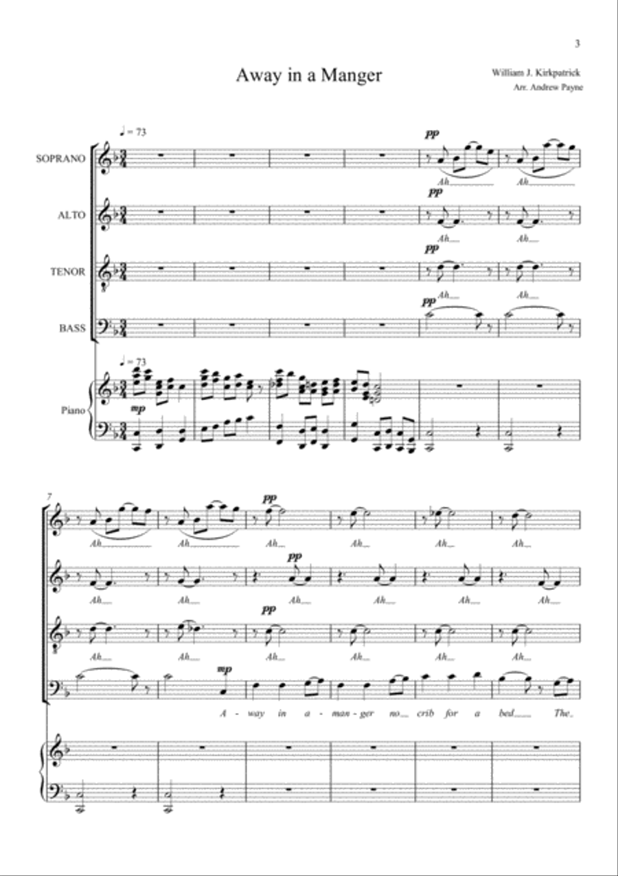 Away in a Manger 4-Part scores gallery preview page 3
