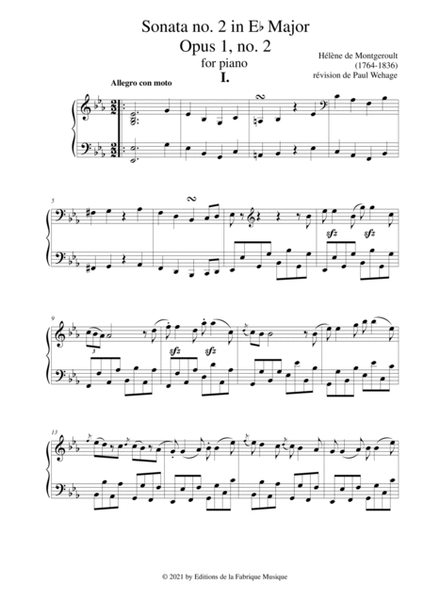 Hélène de Montgeroult : Piano Sonata in Eb major, opus 1 no. 2
