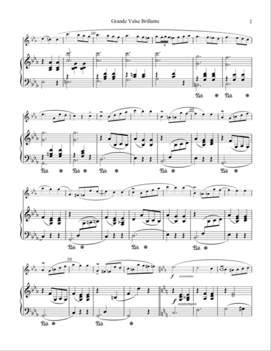 Grande valse brillante, Op. 34 No. 2, for flute (violin) and piano (C Minor) Flute Solo scores gallery preview page 3
