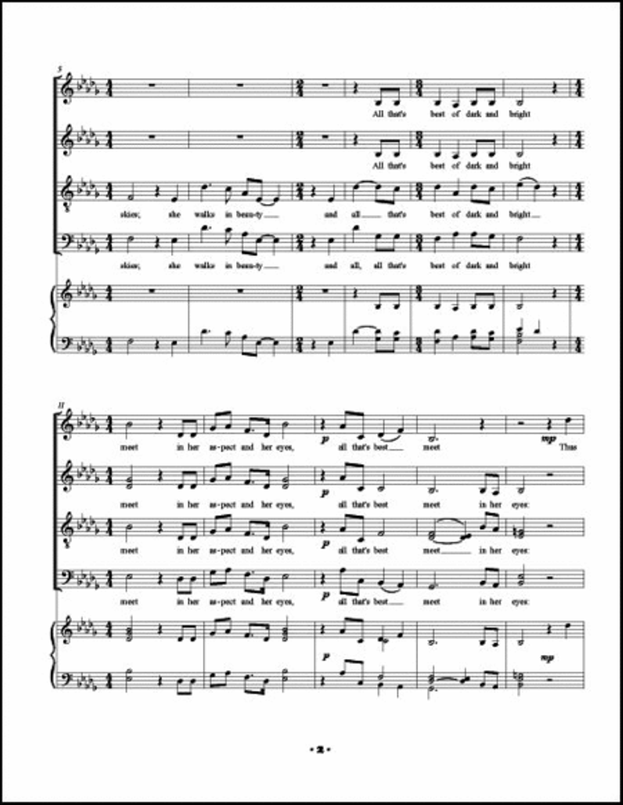 She Walks in Beauty 4-Part scores gallery preview page 4