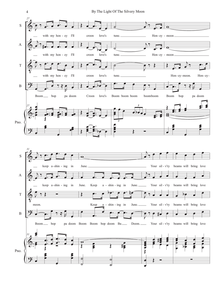 By The Light Of The Silvery Moon (SATB - Alternate Version) 4-Part scores gallery preview page 4