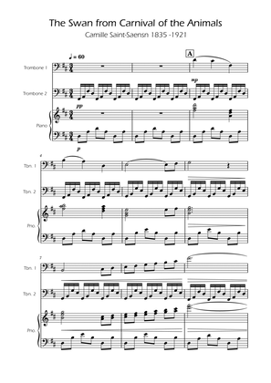 The Swan - Saint-Saens - Trombone Duet w/ Piano