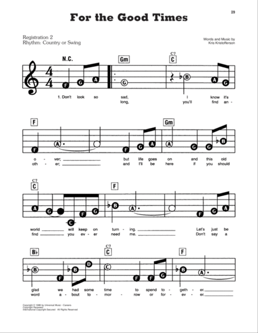 For The Good Times For The Good Times Electronic Keyboard scores gallery preview page 1