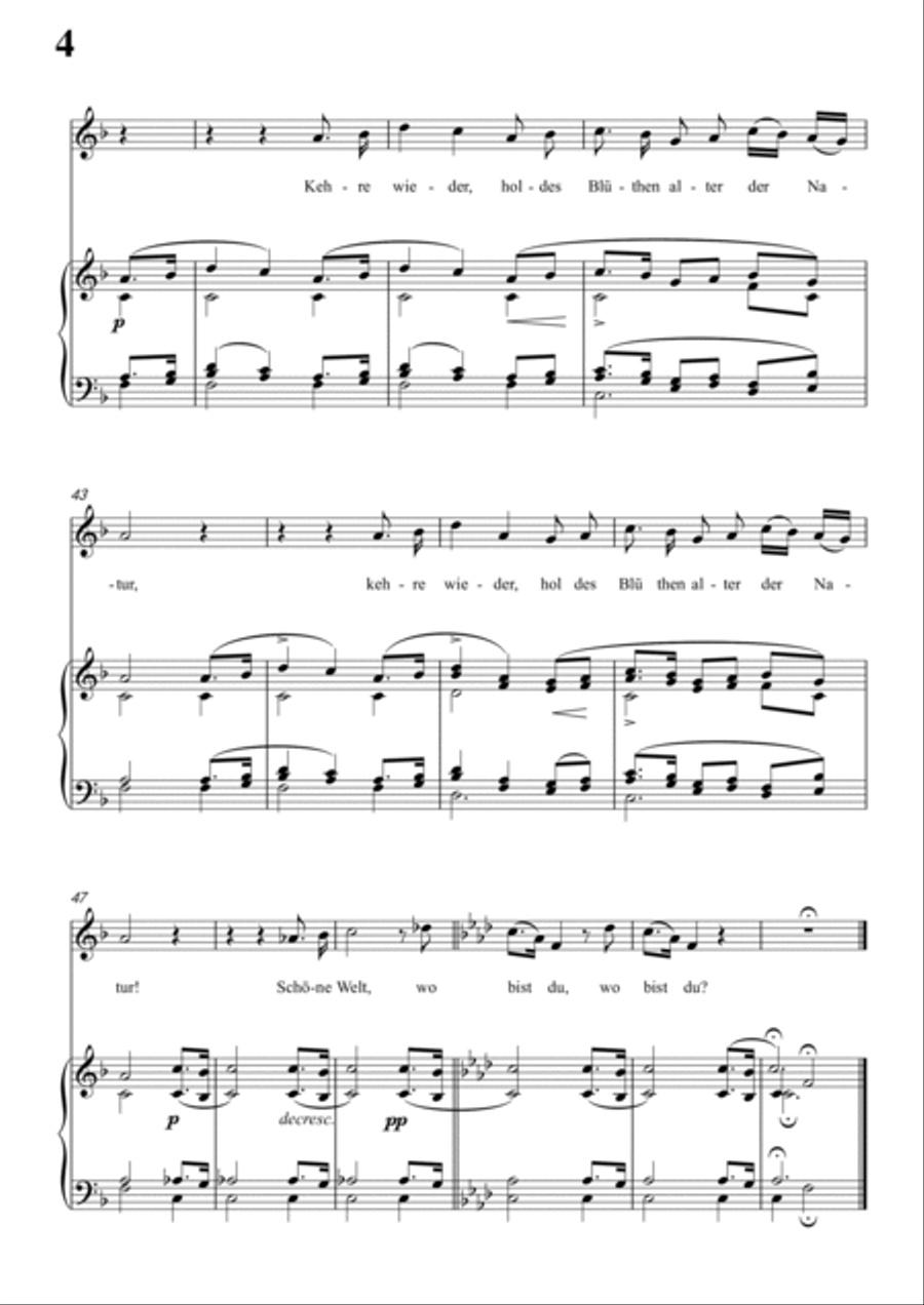 Schubert-Die Götter Griechenlands(The Gods of Greece), D.677 in f minor,for Vocal and Piano Voice scores gallery preview page 5
