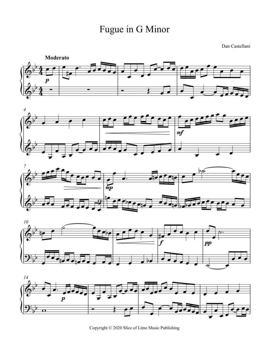 Fugue in G Minor Piano Solo scores gallery preview page 1