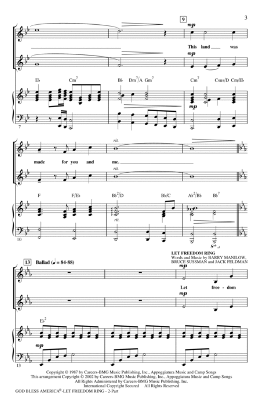 God Bless America (Let Freedom Ring) (Medley) 2-Part scores gallery preview page 2