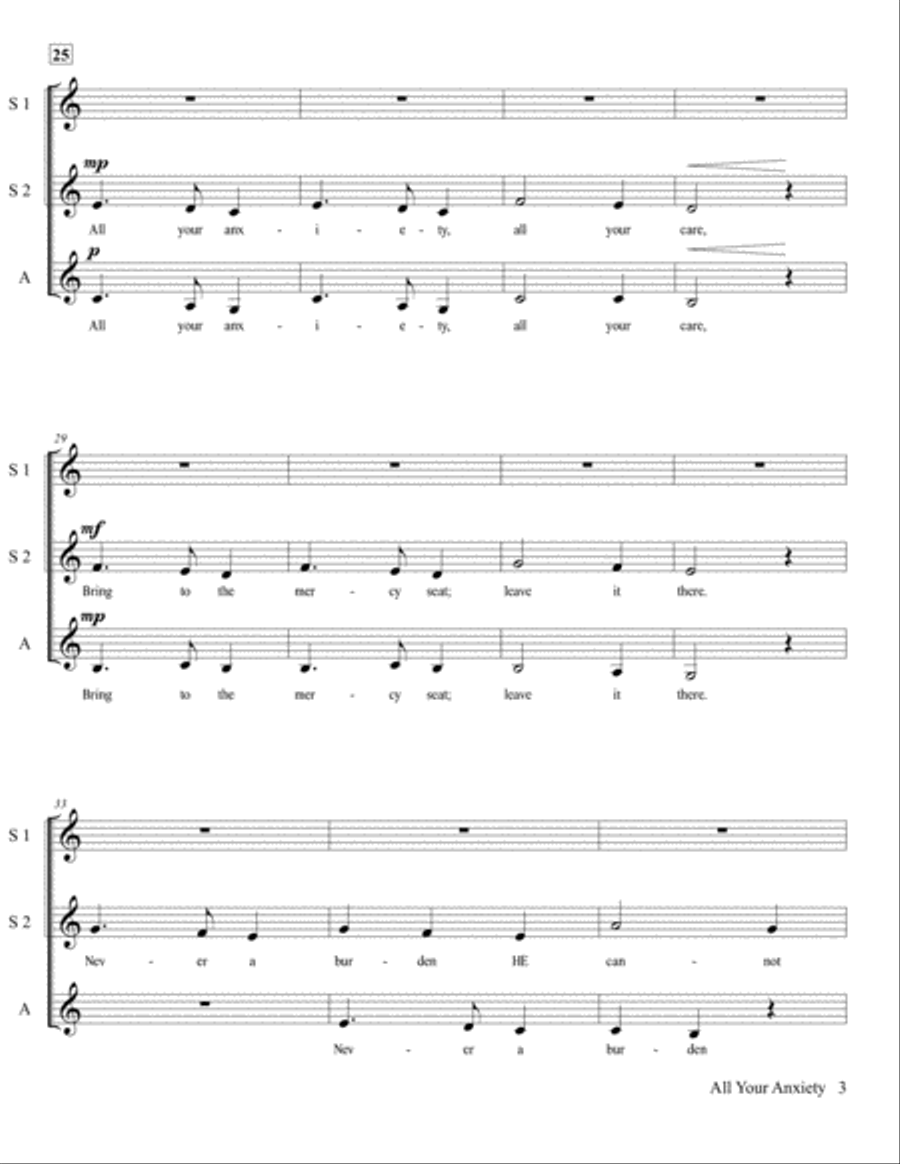 All Your Anxiety - SSA A Cappella SSA scores gallery preview page 4