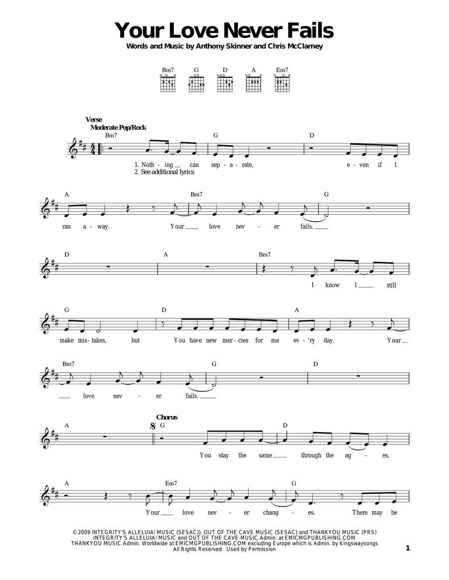 Your Love Never Fails Easy Guitar scores gallery preview page 1