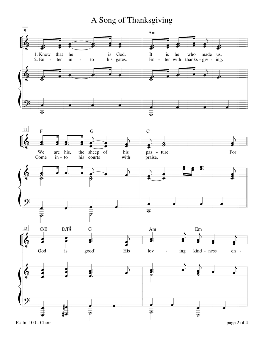 Psalm 100, A Song of Thanksgiving (for 2-part choir with piano accompaniment) 2-Part scores gallery preview page 6