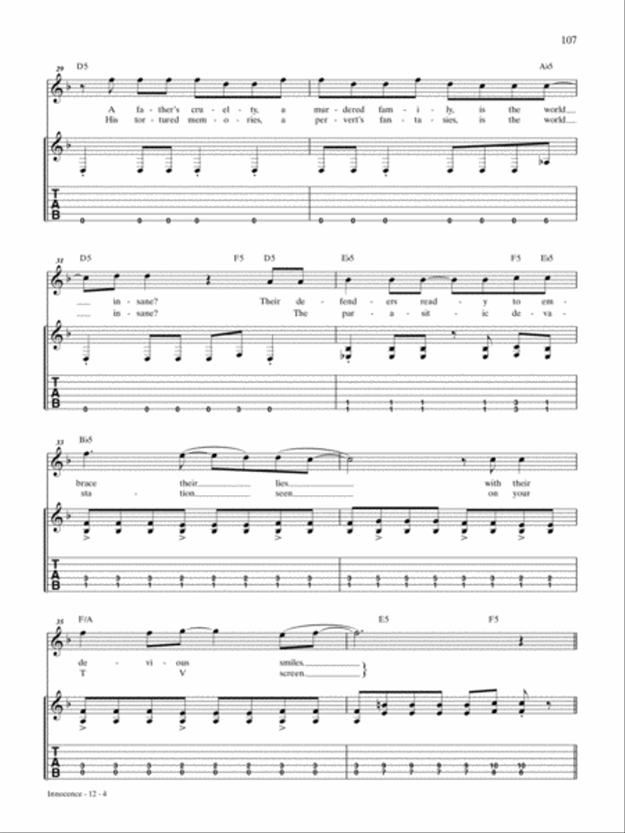 Innocence Guitar Tablature scores gallery preview page 4