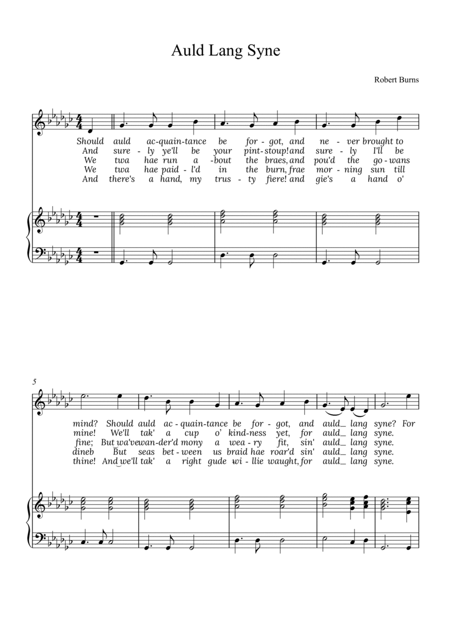 Auld Lang Syne Alto Voice scores gallery preview page 1