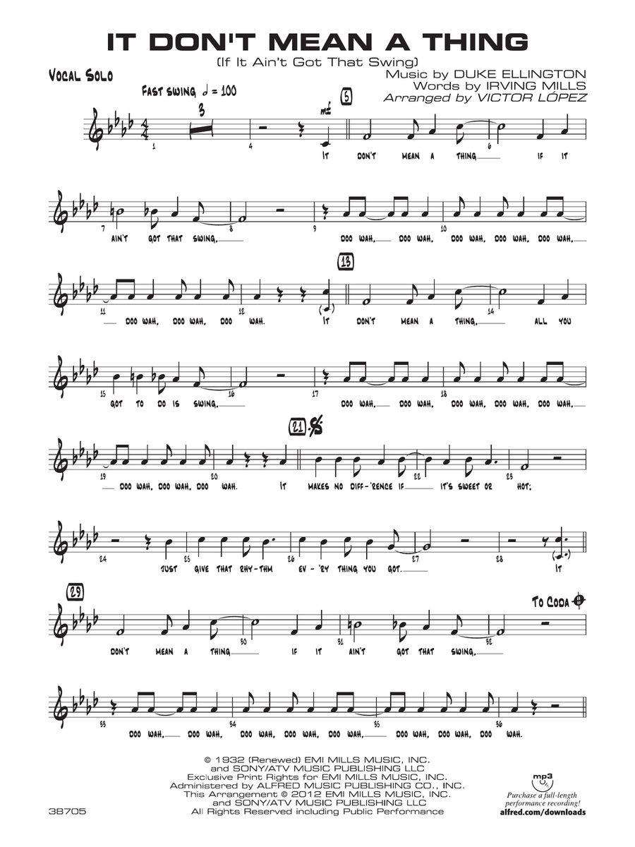 It Don't Mean a Thing (If It Ain't Got That Swing): Vocal Solo