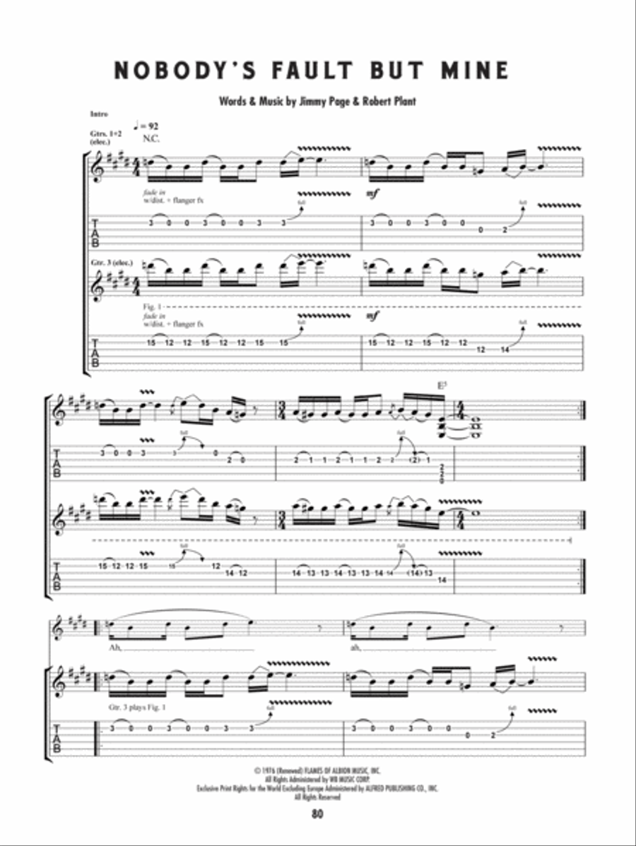 Nobody's Fault but Mine Guitar Tablature scores gallery preview page 1