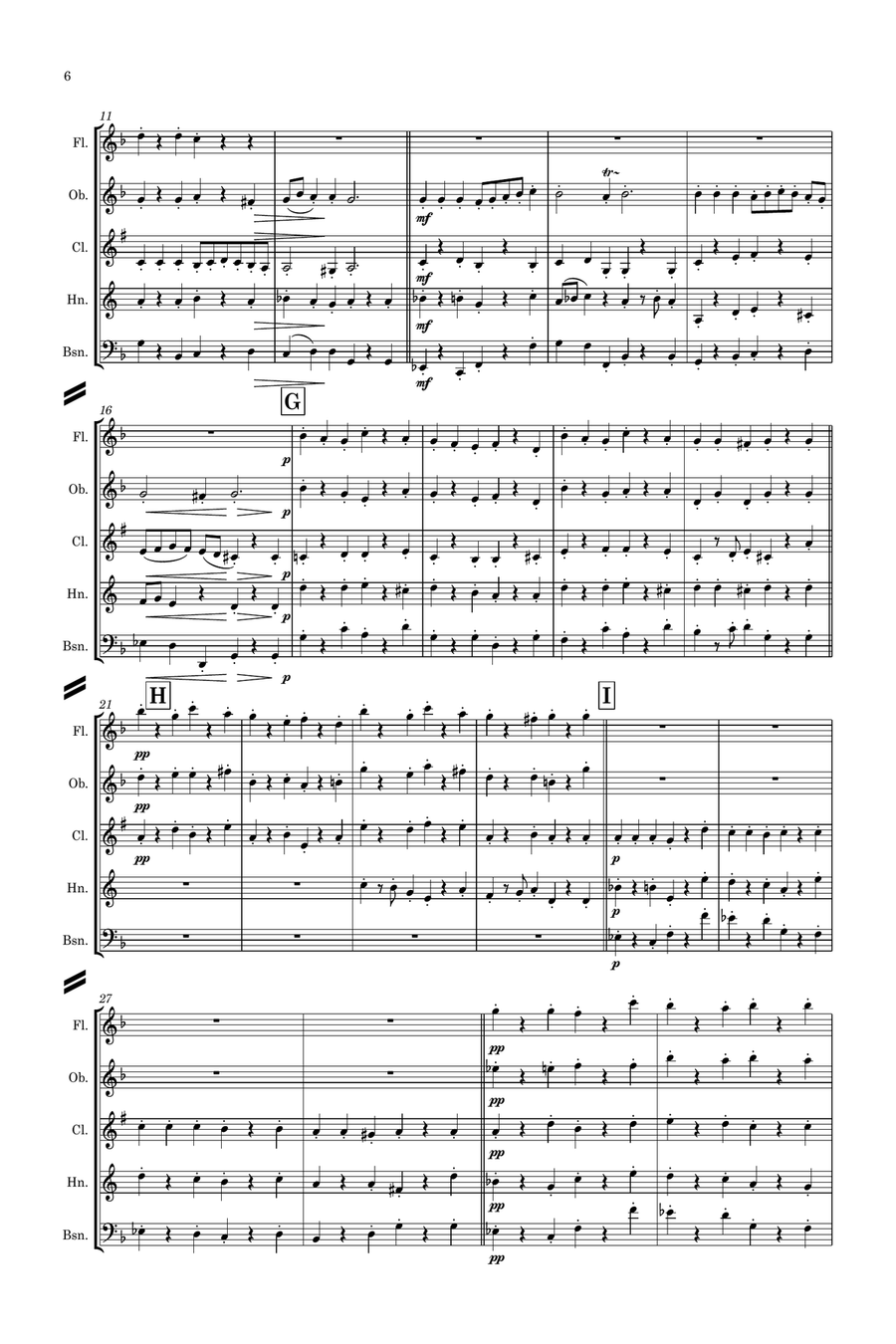 Peter Warlock: Capriol Suite (Complete) - wind quintet Woodwind Quintet scores gallery preview page 6