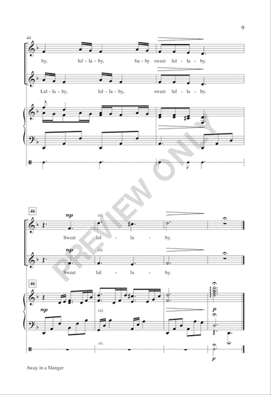 Away in a Manger by Brad Nix Unison Choir - Sheet Music page 8