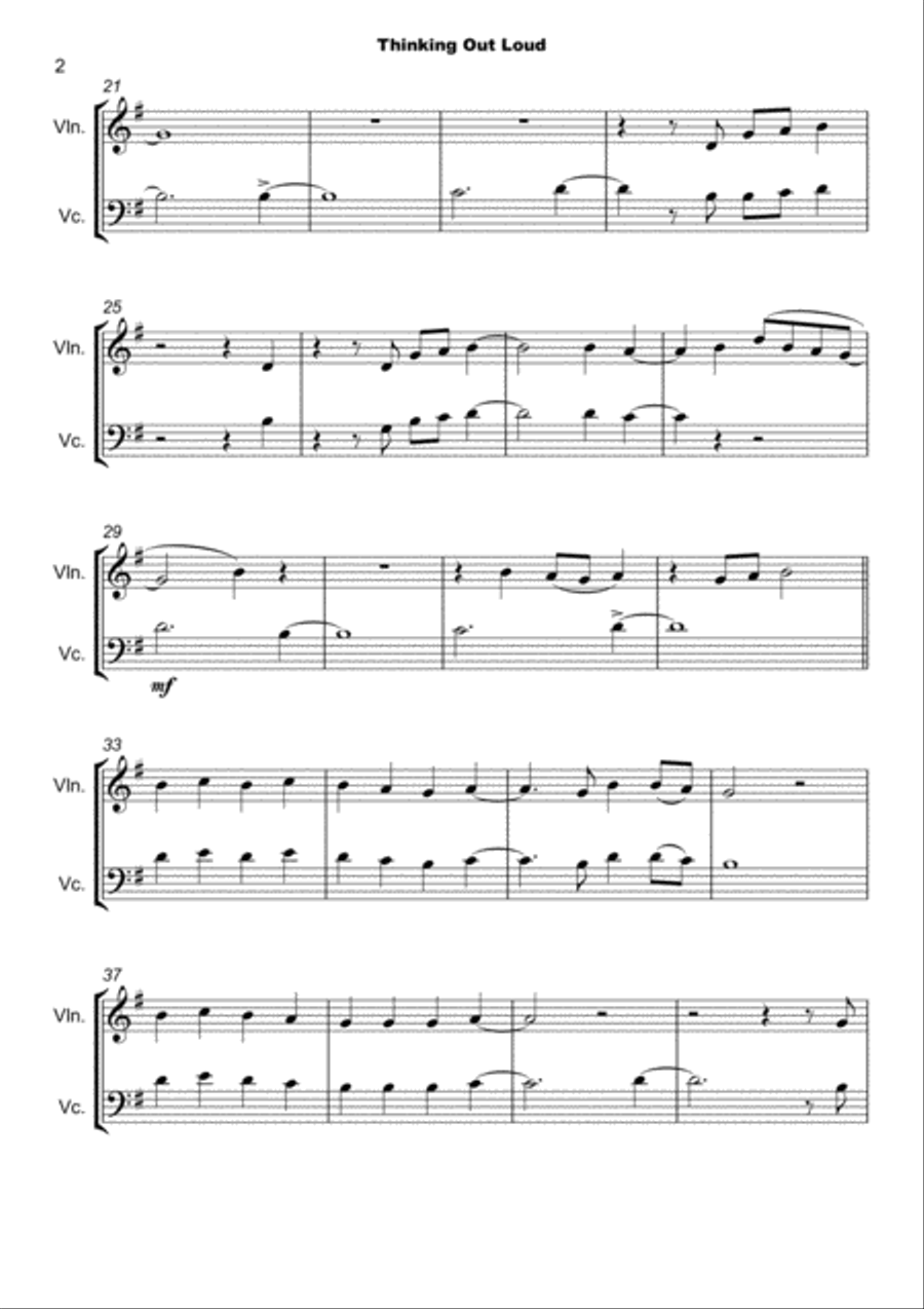 Thinking Out Loud String Duet scores gallery preview page 3