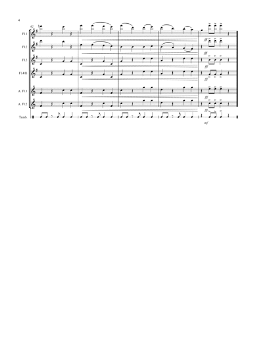 Little Tango for Beginning Flute Quartet Flute Quartet scores gallery preview page 4