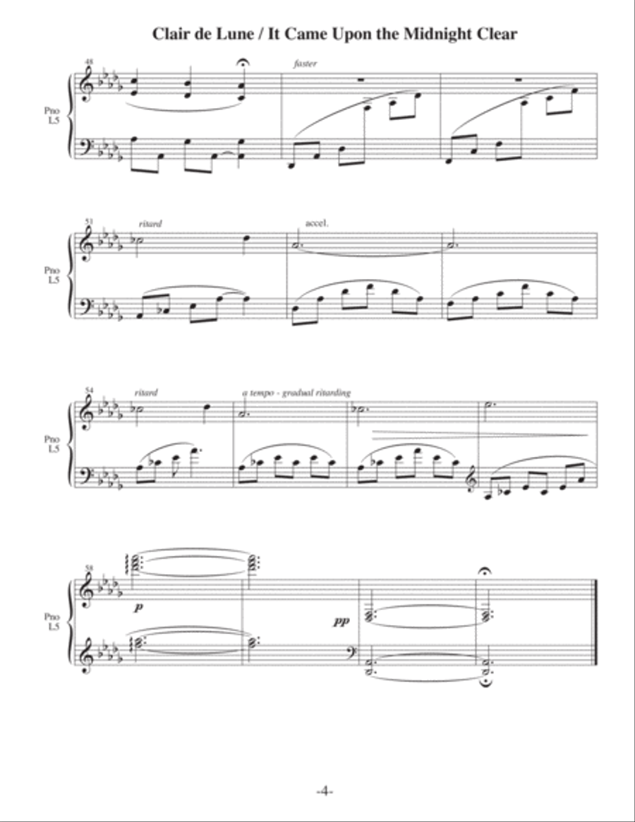 Clair de Lune with It Came Upon The Midnight Clear (Receive 2 for 1!) Piano Solo scores gallery preview page 5