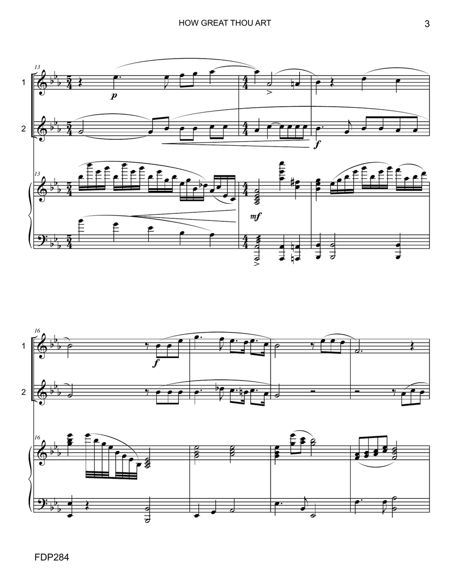 HOW GREAT THOU ART - FLUTE DUET with Piano Accompaniment Flute Duet scores gallery preview page 3