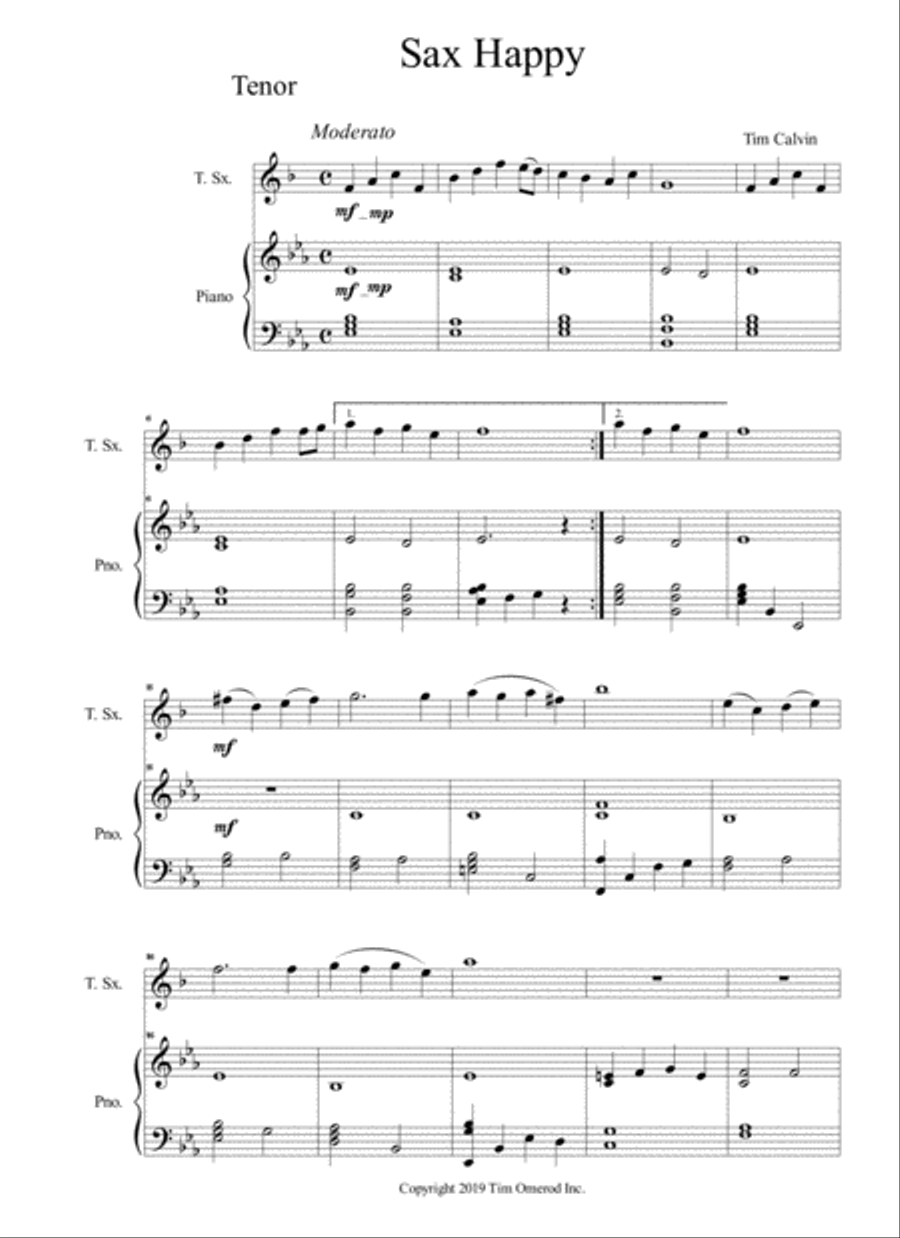 Sax Happy Tenor Saxophone scores gallery preview page 2