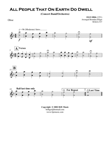 All People On Earth Do Dwell - Concert Band - Orchestra Score and Parts PDF image number null