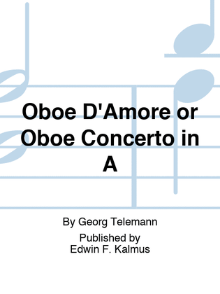 Book cover for Oboe D'Amore or Oboe Concerto in A